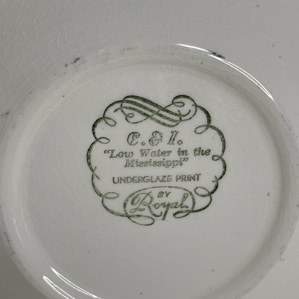 Currier & Ives 5 1/2" Royal China Blue White Riverboat Plate Low Water - Picture 5 of 7